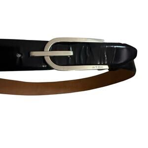 Etro Italian Leather Black Belt Silver Buckle Sz Small Women